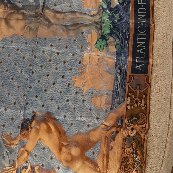 100%SILK LADIES SCARF. SZ::72"L X.28"W.PANAMA1915 CANAL. ATLANTIC AND PACIFIC. - Picture 4 of 7